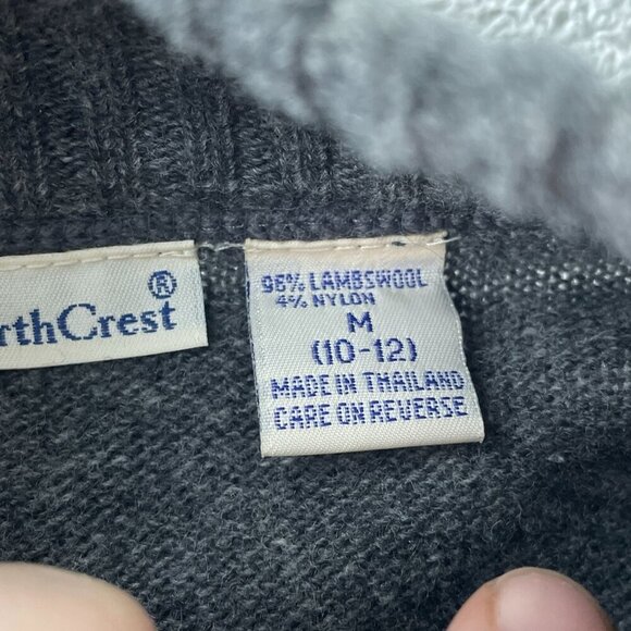 Northcrest Gray Fair Isle Lambswool/Nylon Zip-Up Cardigan Sweater M Womens 5922 - Picture 4 of 7